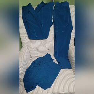 Cherokee Infinity Women's 3 Piece Scrub Set XXS Caribbean Blue